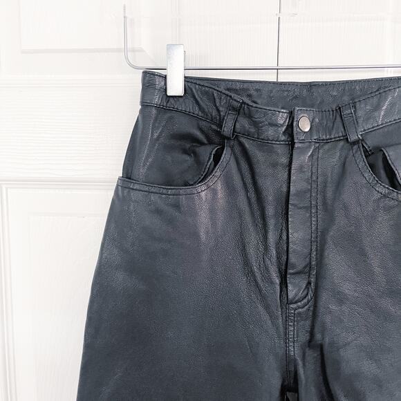 Limited Edition Vintage Black Leather Slim Pants - Picture 2 of 10